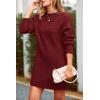 imagePRETTYGARDEN Womens 2025 Fall Knit Pullover Sweaters Long Sleeve Crewneck Oversized Loose Short Sweater DressWine Red