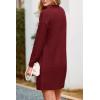 imagePRETTYGARDEN Womens 2025 Fall Knit Pullover Sweaters Long Sleeve Crewneck Oversized Loose Short Sweater DressWine Red