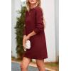 imagePRETTYGARDEN Womens 2025 Fall Knit Pullover Sweaters Long Sleeve Crewneck Oversized Loose Short Sweater DressWine Red