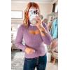 imagePRETTYGARDEN Womens 2025 Fashion Fall Clothes 2 Piece Cutout Tops Long Sleeve Mock Neck Rib Knit Winter Pullover SweaterBean Paste Purple