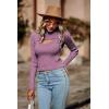 imagePRETTYGARDEN Womens 2025 Fashion Fall Clothes 2 Piece Cutout Tops Long Sleeve Mock Neck Rib Knit Winter Pullover SweaterBean Paste Purple