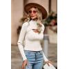 imagePRETTYGARDEN Womens 2025 Fashion Fall Clothes 2 Piece Cutout Tops Long Sleeve Mock Neck Rib Knit Winter Pullover SweaterBeige White
