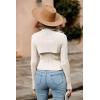 imagePRETTYGARDEN Womens 2025 Fashion Fall Clothes 2 Piece Cutout Tops Long Sleeve Mock Neck Rib Knit Winter Pullover SweaterBeige White
