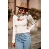 imagePRETTYGARDEN Womens 2025 Fashion Fall Clothes 2 Piece Cutout Tops Long Sleeve Mock Neck Rib Knit Winter Pullover SweaterBeige White