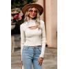 imagePRETTYGARDEN Womens 2025 Fashion Fall Clothes 2 Piece Cutout Tops Long Sleeve Mock Neck Rib Knit Winter Pullover SweaterBeige White