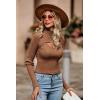 imagePRETTYGARDEN Womens 2025 Fashion Fall Clothes 2 Piece Cutout Tops Long Sleeve Mock Neck Rib Knit Winter Pullover SweaterBrown
