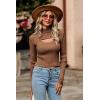 imagePRETTYGARDEN Womens 2025 Fashion Fall Clothes 2 Piece Cutout Tops Long Sleeve Mock Neck Rib Knit Winter Pullover SweaterBrown