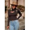 imagePRETTYGARDEN Womens 2025 Fashion Fall Clothes 2 Piece Cutout Tops Long Sleeve Mock Neck Rib Knit Winter Pullover SweaterCoffee