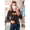 imagePRETTYGARDEN Womens 2025 Fashion Fall Clothes 2 Piece Cutout Tops Long Sleeve Mock Neck Rib Knit Winter Pullover SweaterCoffee