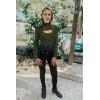 imagePRETTYGARDEN Womens 2025 Fashion Fall Clothes 2 Piece Cutout Tops Long Sleeve Mock Neck Rib Knit Winter Pullover SweaterDark Army Green