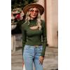 imagePRETTYGARDEN Womens 2025 Fashion Fall Clothes 2 Piece Cutout Tops Long Sleeve Mock Neck Rib Knit Winter Pullover SweaterDark Army Green