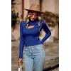 imagePRETTYGARDEN Womens 2025 Fashion Fall Clothes 2 Piece Cutout Tops Long Sleeve Mock Neck Rib Knit Winter Pullover SweaterDark Royal Blue