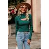 imagePRETTYGARDEN Womens 2025 Fashion Fall Clothes 2 Piece Cutout Tops Long Sleeve Mock Neck Rib Knit Winter Pullover SweaterLake Green
