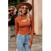 imagePRETTYGARDEN Womens 2025 Fashion Fall Clothes 2 Piece Cutout Tops Long Sleeve Mock Neck Rib Knit Winter Pullover SweaterRust Red