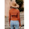imagePRETTYGARDEN Womens 2025 Fashion Fall Clothes 2 Piece Cutout Tops Long Sleeve Mock Neck Rib Knit Winter Pullover SweaterRust Red
