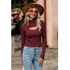 imagePRETTYGARDEN Womens 2025 Fashion Fall Clothes 2 Piece Cutout Tops Long Sleeve Mock Neck Rib Knit Winter Pullover SweaterWine Red