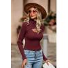 imagePRETTYGARDEN Womens 2025 Fashion Fall Clothes 2 Piece Cutout Tops Long Sleeve Mock Neck Rib Knit Winter Pullover SweaterWine Red
