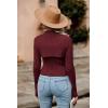 imagePRETTYGARDEN Womens 2025 Fashion Fall Clothes 2 Piece Cutout Tops Long Sleeve Mock Neck Rib Knit Winter Pullover SweaterWine Red