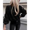 imagePRETTYGARDEN Womens Fall Sweaters Casual Crew Neck Pullover Long Puff Sleeve Loose Plain Chunky Knit Cute Blouse TopsBlack