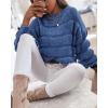 imagePRETTYGARDEN Womens Fall Sweaters Casual Crew Neck Pullover Long Puff Sleeve Loose Plain Chunky Knit Cute Blouse TopsBlue