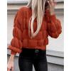 imagePRETTYGARDEN Womens Fall Sweaters Casual Crew Neck Pullover Long Puff Sleeve Loose Plain Chunky Knit Cute Blouse TopsBrick Red