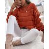 imagePRETTYGARDEN Womens Fall Sweaters Casual Crew Neck Pullover Long Puff Sleeve Loose Plain Chunky Knit Cute Blouse TopsBrick Red
