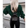 imagePRETTYGARDEN Womens Fall Sweaters Casual Crew Neck Pullover Long Puff Sleeve Loose Plain Chunky Knit Cute Blouse TopsDark Green