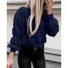 imagePRETTYGARDEN Womens Fall Sweaters Casual Crew Neck Pullover Long Puff Sleeve Loose Plain Chunky Knit Cute Blouse TopsNavy