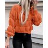 imagePRETTYGARDEN Womens Fall Sweaters Casual Crew Neck Pullover Long Puff Sleeve Loose Plain Chunky Knit Cute Blouse TopsOrange