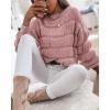 imagePRETTYGARDEN Womens Fall Sweaters Casual Crew Neck Pullover Long Puff Sleeve Loose Plain Chunky Knit Cute Blouse TopsPink