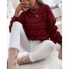 imagePRETTYGARDEN Womens Fall Sweaters Casual Crew Neck Pullover Long Puff Sleeve Loose Plain Chunky Knit Cute Blouse TopsWine Red
