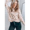 imagePRETTYGARDEN Womens Knit Floral Print Sweater Crewneck Long Sleeve Lightweight Pullover SweatshirtApricot