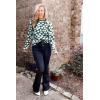 imagePRETTYGARDEN Womens Knit Floral Print Sweater Crewneck Long Sleeve Lightweight Pullover SweatshirtArmy Green