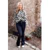 imagePRETTYGARDEN Womens Knit Floral Print Sweater Crewneck Long Sleeve Lightweight Pullover SweatshirtBlack