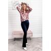 imagePRETTYGARDEN Womens Knit Floral Print Sweater Crewneck Long Sleeve Lightweight Pullover SweatshirtBrown