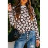 imagePRETTYGARDEN Womens Knit Floral Print Sweater Crewneck Long Sleeve Lightweight Pullover SweatshirtCoffee
