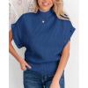 imagePRETTYGARDEN Womens Pullover Sweaters 2024 Fall Oversized Batwing Sleeve Mock Neck Sweater Tops Blouse BlueMedium