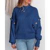 imagePRETTYGARDEN Womens Pullover Sweaters 2024 Fall Oversized Batwing Sleeve Mock Neck Sweater Tops Blouse BlueMedium