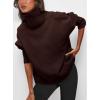 imagePRETTYGARDEN Womens Turtleneck Oversized Sweater Long Sleeve Chunky Knit Pullover Casual Winter Jumper TopsCoffee