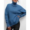 imagePRETTYGARDEN Womens Turtleneck Oversized Sweater Long Sleeve Chunky Knit Pullover Casual Winter Jumper TopsDenim Blue