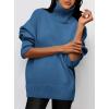 imagePRETTYGARDEN Womens Turtleneck Oversized Sweater Long Sleeve Chunky Knit Pullover Casual Winter Jumper TopsDenim Blue