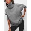 imagePRETTYGARDEN Womens Turtleneck Oversized Sweater Long Sleeve Chunky Knit Pullover Casual Winter Jumper TopsGrey