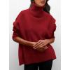 imagePRETTYGARDEN Womens Turtleneck Oversized Sweater Long Sleeve Chunky Knit Pullover Casual Winter Jumper TopsRed