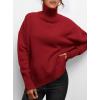 imagePRETTYGARDEN Womens Turtleneck Oversized Sweater Long Sleeve Chunky Knit Pullover Casual Winter Jumper TopsRed