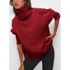 imagePRETTYGARDEN Womens Turtleneck Oversized Sweater Long Sleeve Chunky Knit Pullover Casual Winter Jumper TopsRed