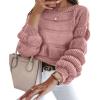 imagePRETTYGARDEN Womens Fall Sweaters Casual Crew Neck Pullover Long Puff Sleeve Loose Plain Chunky Knit Cute Blouse TopsPink