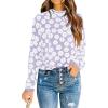 imagePRETTYGARDEN Womens Knit Floral Print Sweater Crewneck Long Sleeve Lightweight Pullover SweatshirtPurple
