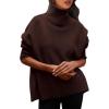 imagePRETTYGARDEN Womens Turtleneck Oversized Sweater Long Sleeve Chunky Knit Pullover Casual Winter Jumper TopsCoffee