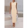 imagePRETTYGARDEN Womens 2025 Summer Casual Maxi Dresses Ribbed Knit Sleeveless Bodycon Long Elegant Party Going Out SundressApricot