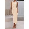 imagePRETTYGARDEN Womens 2025 Summer Casual Maxi Dresses Ribbed Knit Sleeveless Bodycon Long Elegant Party Going Out SundressApricot
